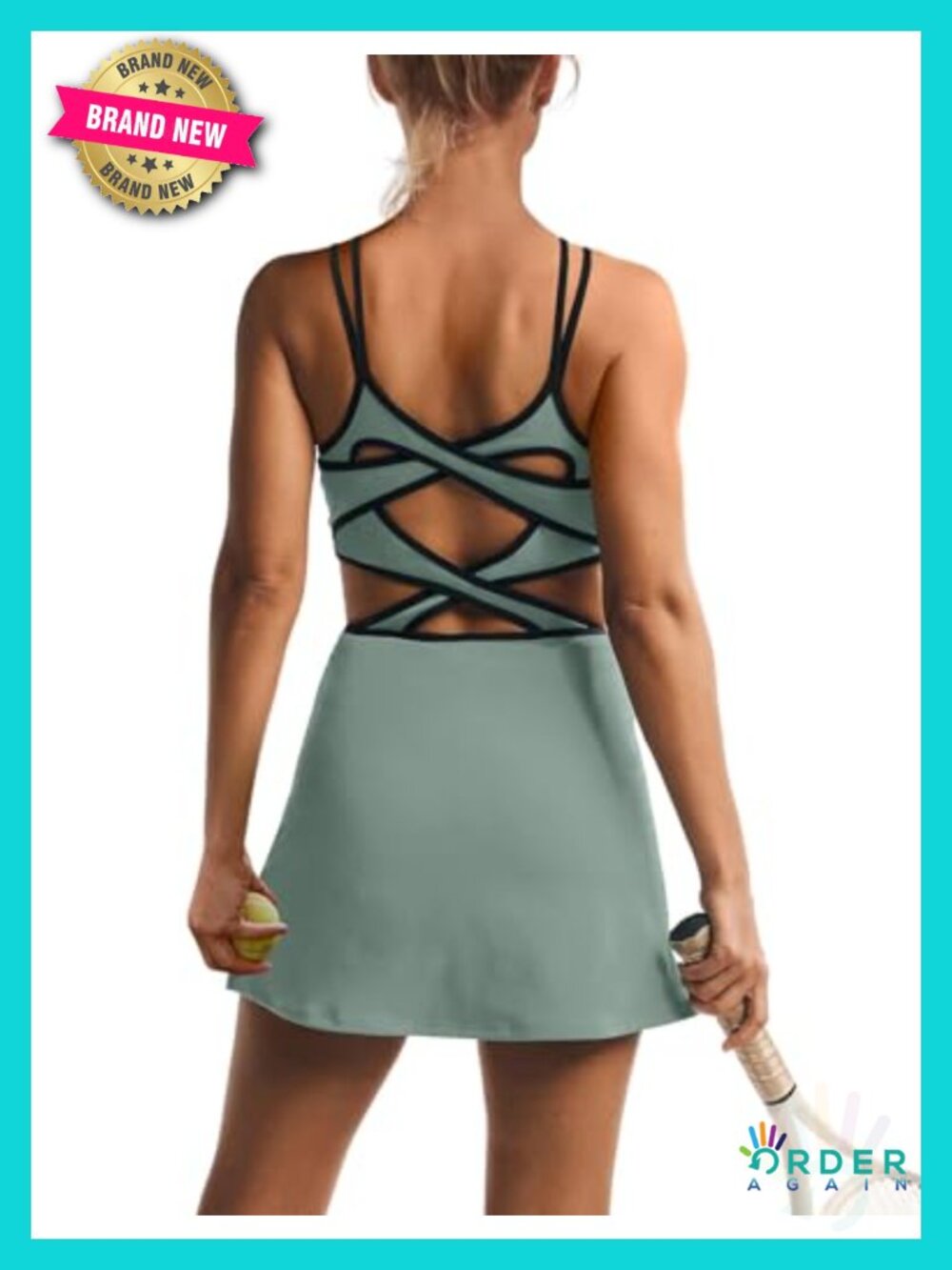 Tennis Dress with Built-in Shorts and Bra, Sleeveless Scoop Neck Activewear